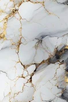 Close-up of white and gold marble effect